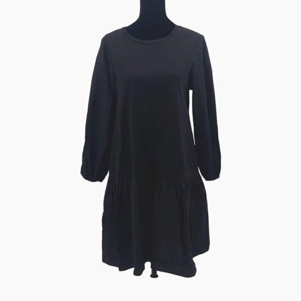 Poetry Womens Long Sleeve Ruffle Hem Cotton Mini Dress Black Size 6
